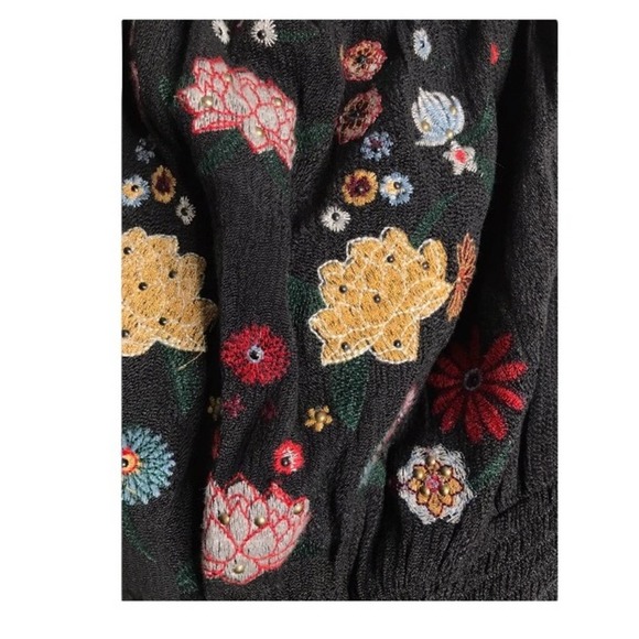 Xhilaration | Grey Strapless Jumpsuit Jeweled & Embroidered Floral Boho Chest - Picture 3 of 10